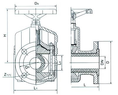 手動(dòng)膠管閥結(jié)構(gòu)示意圖