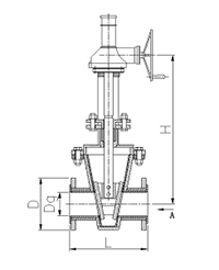 渦輪襯膠閘板閥結(jié)構(gòu)圖