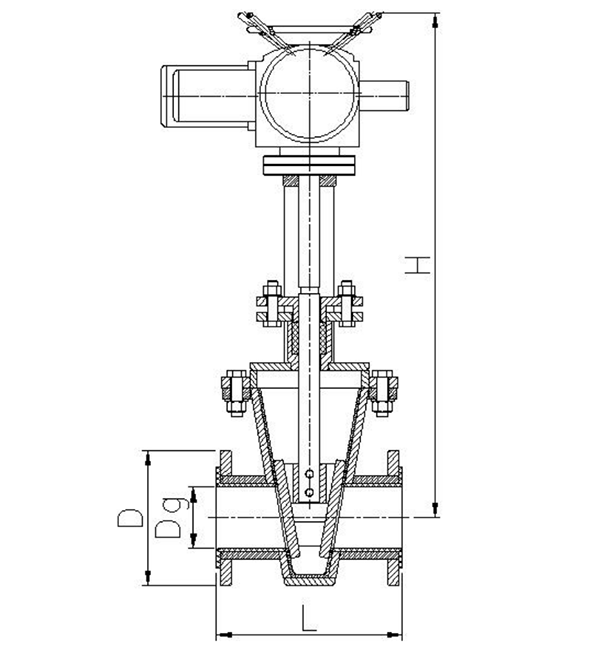 Z342J襯膠楔型閘閥結構示意圖